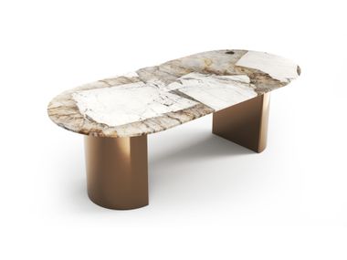 Oblong table with Patagonia Quartzite top REFLEKO STONE VALLEY