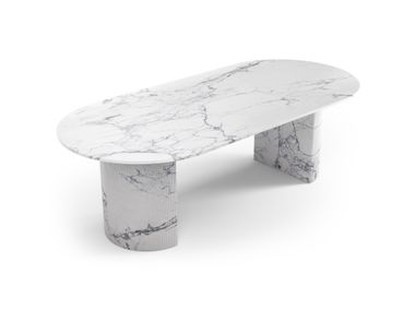 Oblong Statuario MichelAngelo Carrara marble table REFLEKO STONE VALLEY