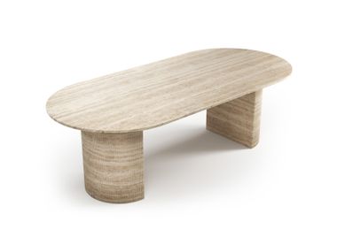 Oblong travertine table REFLEKO STONE VALLEY