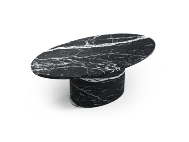 Oval Nero Marquina marble coffee table VALLEYRA STONE VALLEY