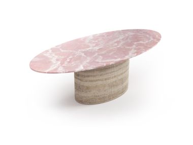 Elliptical table with pink onyx top VALLEYRA STONE VALLEY