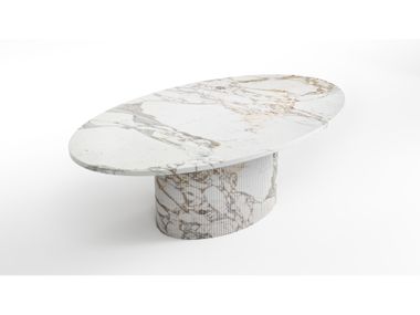Oval Calacatta Oro marble coffee table VALLEYRA STONE VALLEY