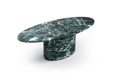 Elliptical Verde Alpi marble table VALLEYRA STONE VALLEY