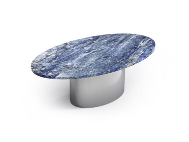 Oval coffee table with Blue Bahia granite top VALLEYRA STONE VALLEY
