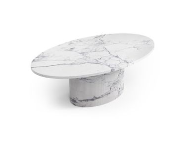 Oval Statuario MichelAngelo Carrara marble coffee table VALLEYRA STONE VALLEY