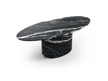 Elliptical Nero Marquina marble table VALLEYRA STONE VALLEY