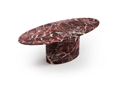 Elliptical Rojo Levanto marble table VALLEYRA STONE VALLEY