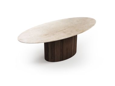 Elliptical table with Crema marble top VALLEYRA STONE VALLEY