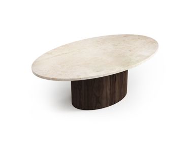 Oval coffee table with Crema marble top VALLEYRA STONE VALLEY