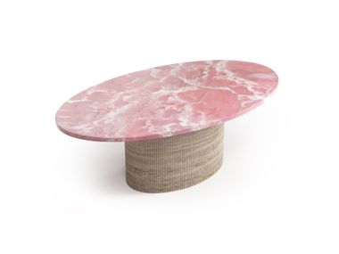 Oval coffee table with pink onyx top VALLEYRA STONE VALLEY
