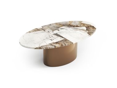 Oval coffee table with Patagonia quartzite top VALLEYRA STONE VALLEY