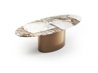 Elliptical table with Patagonia quartzite top VALLEYRA STONE VALLEY