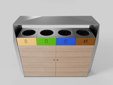 Steel litter bin for waste sorting KIRIGAMI XL Studio Città