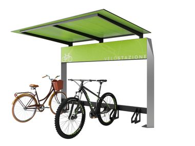Galvanized steel porch for bicycles  KIRIGAMI Studio Città