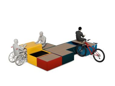 Modular galvanized steel bench RESTÒ Studio Città