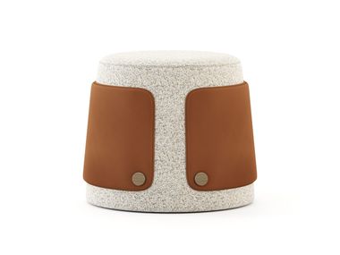 Low fabric stool with leather details DOLOMITES Stylish Club