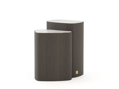Monolithic free-form wooden coffee table with marble top DOLOMITES Stylish Club