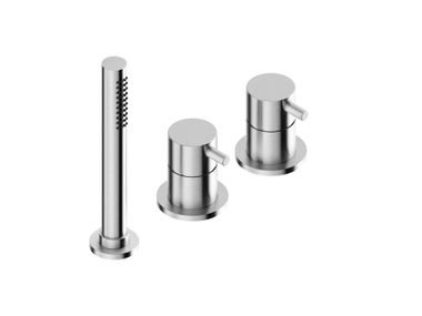 Rubinetto bordo vasca in acciaio inox con doccetta CAVE 0031404X Super Inox