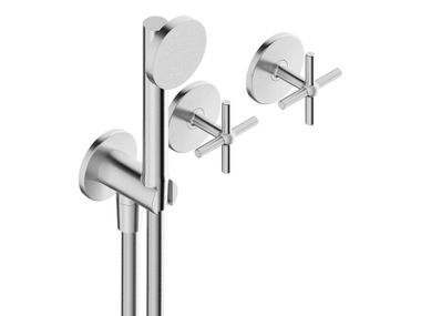 Miscelatore idroprogressivo in acciaio inox con deviatore e doccetta NODO 0566412X Super Inox