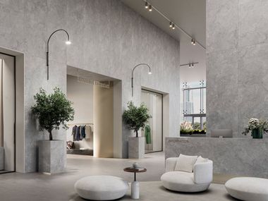 Recycled material wall/floor tiles with stone effect LIMESTONE SILVER Sustonable