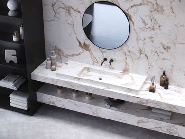 Recycled material washbasin with integrated countertop SINK & VANITY TOPS Sustonable