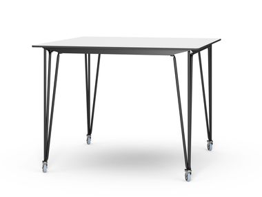 Quadratischer Hoher Besprechungstisch mit Rollen BRIDGEPRO 140x140 System 180