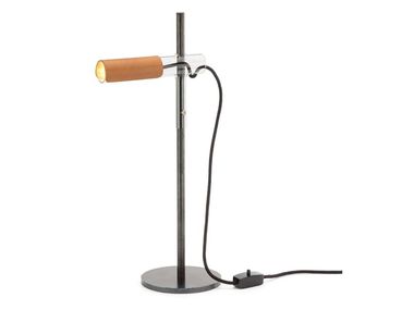 Adjustable LED table lamp in steel with leather lampshade 101871 THPG