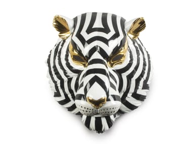Lladró, MASCHERA TIGRE (NERO E ORO) Oggetto decorativo da parete in porcellana