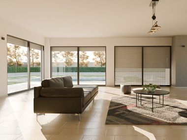 Adjustable louvered roller shutter in extruded aluminum with external roll-up system BLINKROLL INVERSA TIN