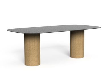 Tavolo da giardino ovale in alluminio e vetro BOND Talenti