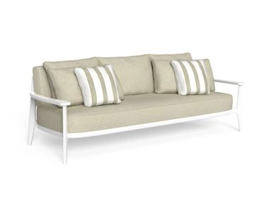 Divano da giardino in tessuto e teak a 3 posti EVER ALU Talenti