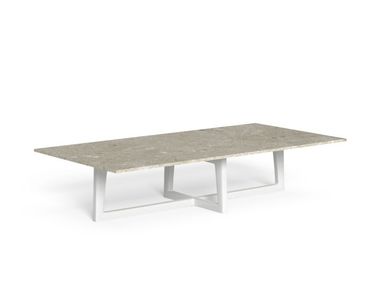 Rectangular garden table in teak and stoneware EVER ALU Talenti