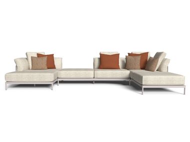 Aluminium garden sofa with chaise longue FLOW Talenti