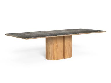 Tavolo da giardino rettangolare con base in Accoya® e top in pietra ITACA Talenti