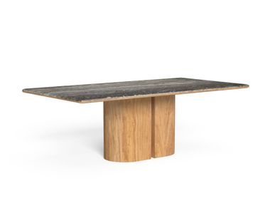 Tavolo da giardino rettangolare con base in Accoya® e top in pietra ITACA Talenti