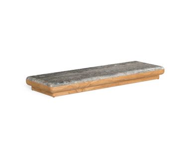 Tavolino da giardino rettangolare con base in Accoya® e top in pietra ITACA Talenti