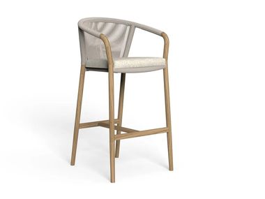 High garden stool in teak and nautical rope PARKER Talenti