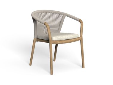 Garden chair with armrests in teak and nautical rope PARKER Talenti