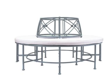 Aluminum semi-circle bench - Blue 1800 Tectona
