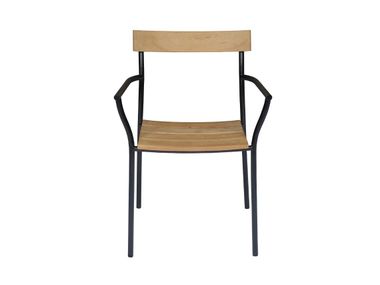 Poltrona impilabile in teak e acciaio inox verniciato a polveri CICALA Tectona