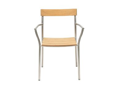 Poltroncina impilabile in teak e acciaio inox lucidato CICALA Tectona