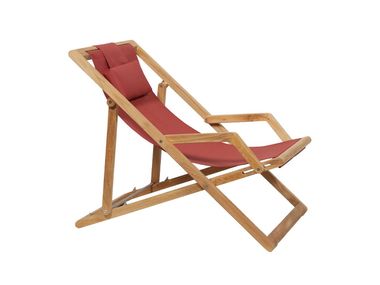 Red Batyline deckchair COPACABANA Tectona