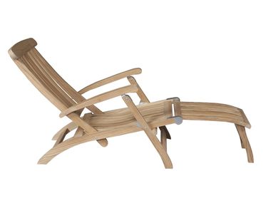 Recliner teak sun lounger with armrests NORMANDIE Tectona