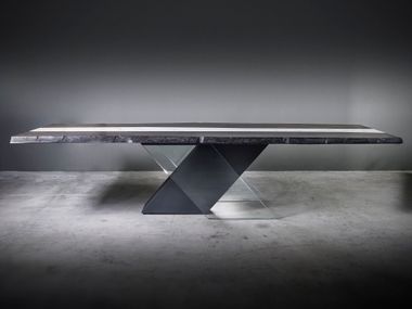 Rectangular fossil oak table EUKLES Teúkhō