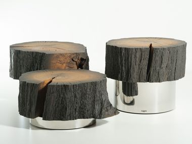 Fossil oak coffee table KÝKLOS Teúkhō