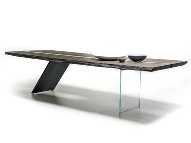 Rectangular fossil oak table PARMENIDE Teúkhō
