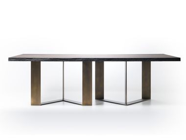 Rectangular fossil oak table PYTHAGORAS Teúkhō