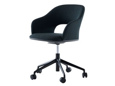 Fabric chair with castors with armrests 521 PFDRW Thonet