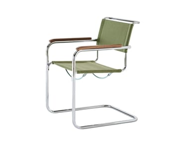 Sedia a sbalzo in acciaio con braccioli S 34 V Thonet