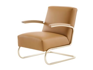 Cantilever leather armchair with armrests S 411 NORDIC Thonet